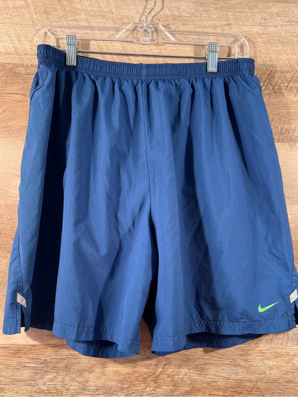 Nike Men's Dri-Fit Bkue Athletic Shorts with Neon Green Swoosh